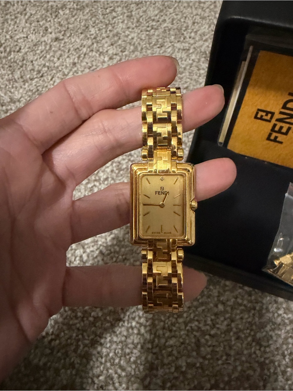 “Authentic” Fendi Gold Rectangular Link Bracelet Watch